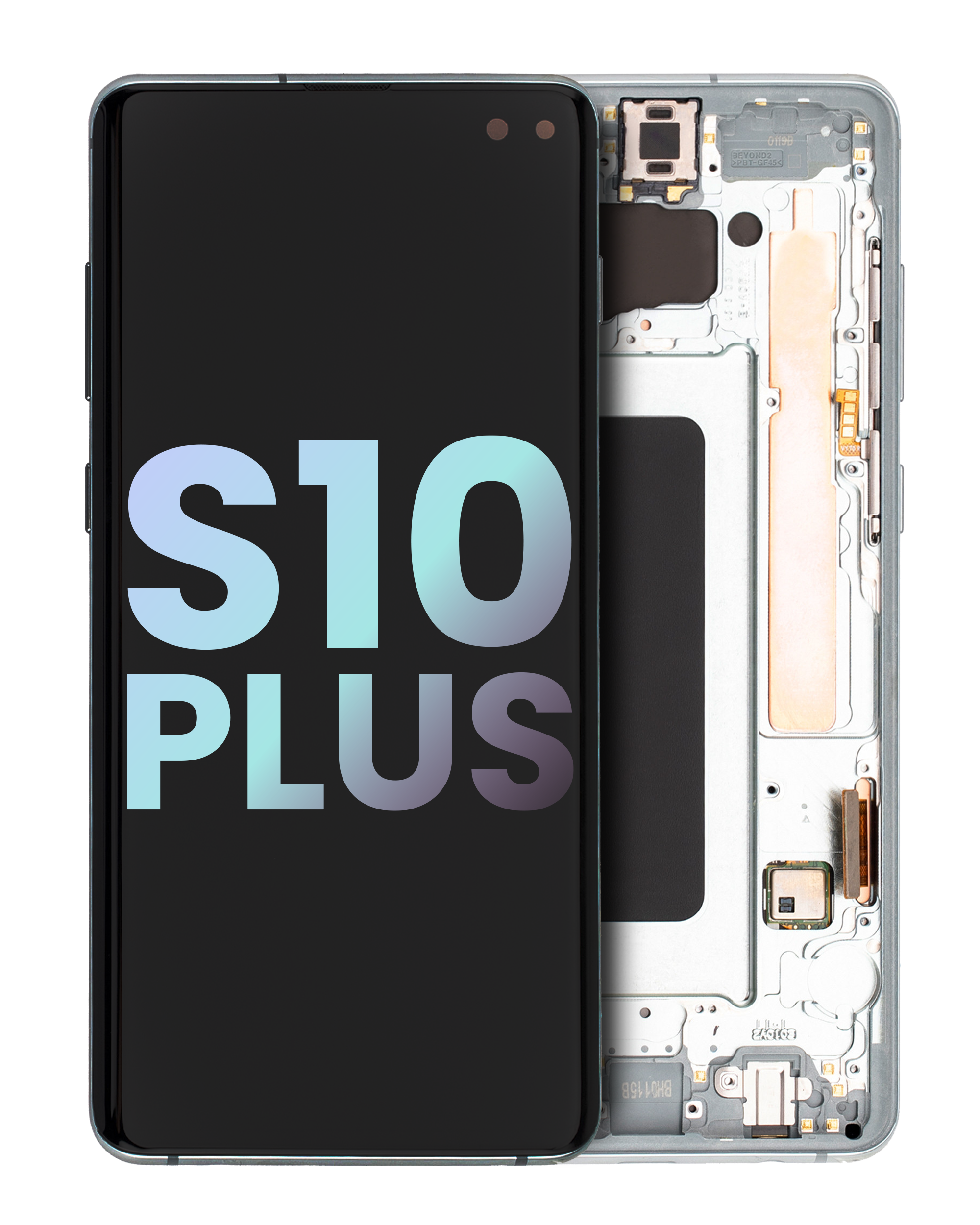 OLED-Display mit Rahmen für Samsung Galaxy S10 Plus (Service Pack) (Prism Green)