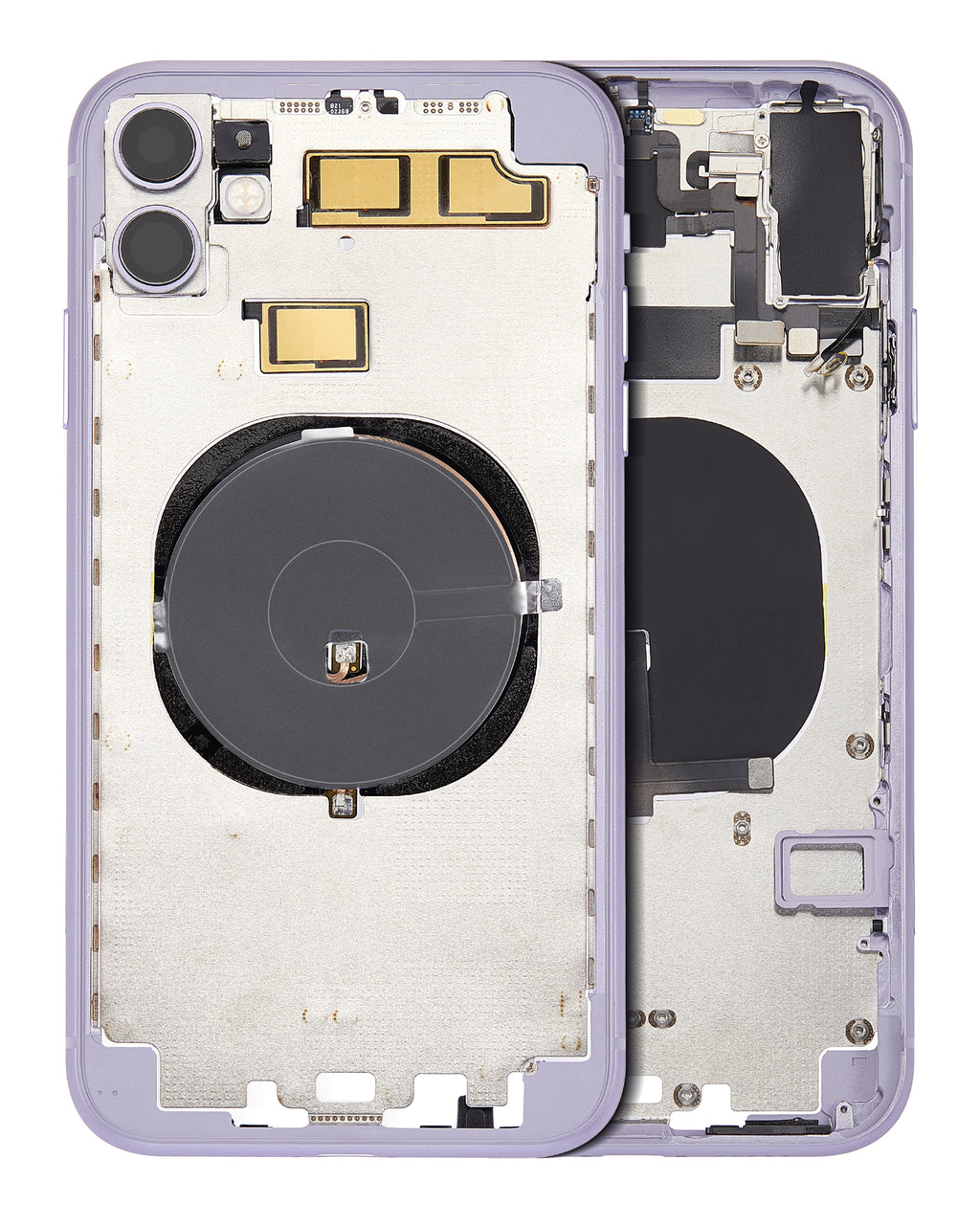 Back cover/frame with pre-installed small parts (without back cover) for iPhone 11 (Purple)