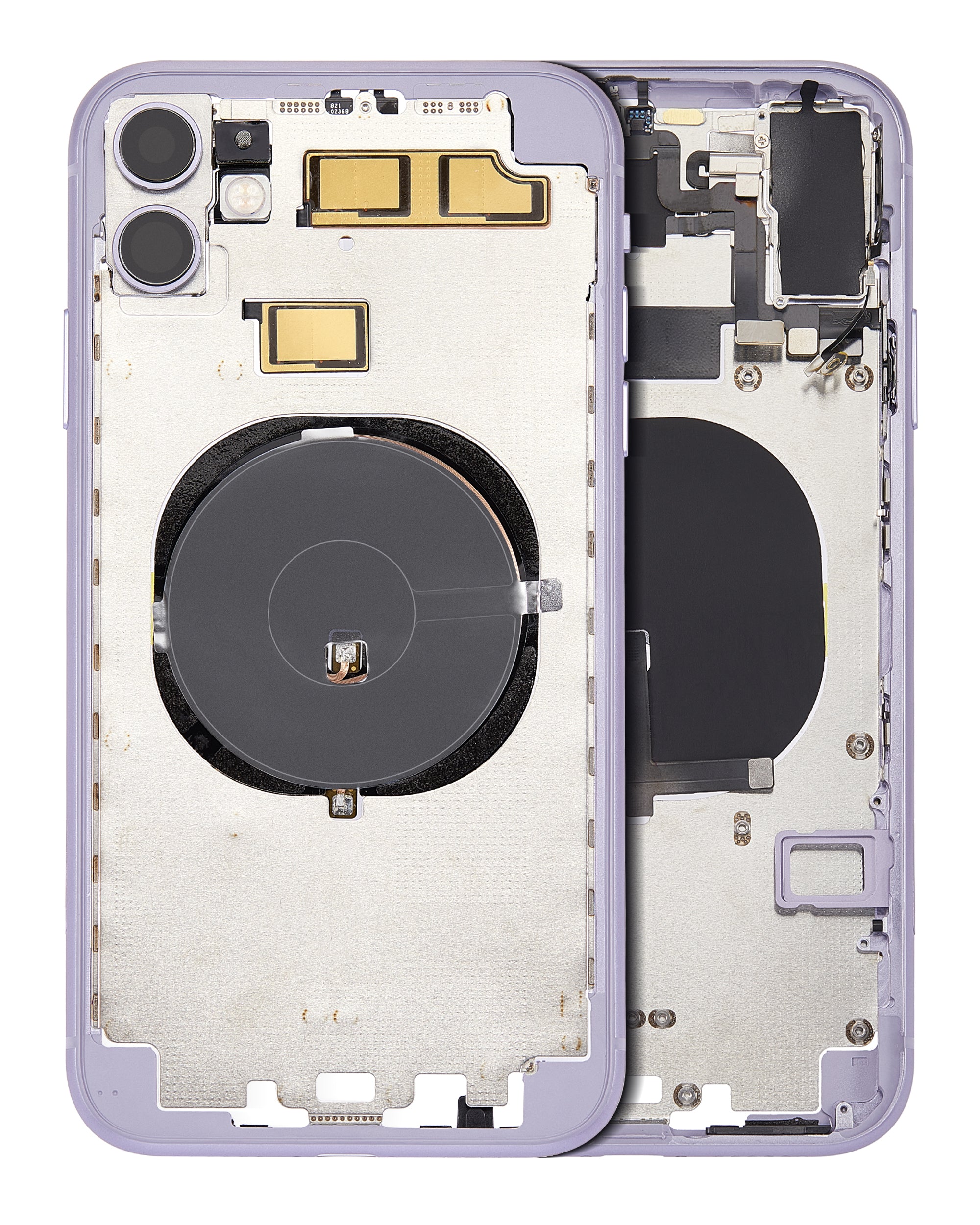 Back cover/frame with pre-installed small parts (without back cover) for iPhone 11 (Purple)