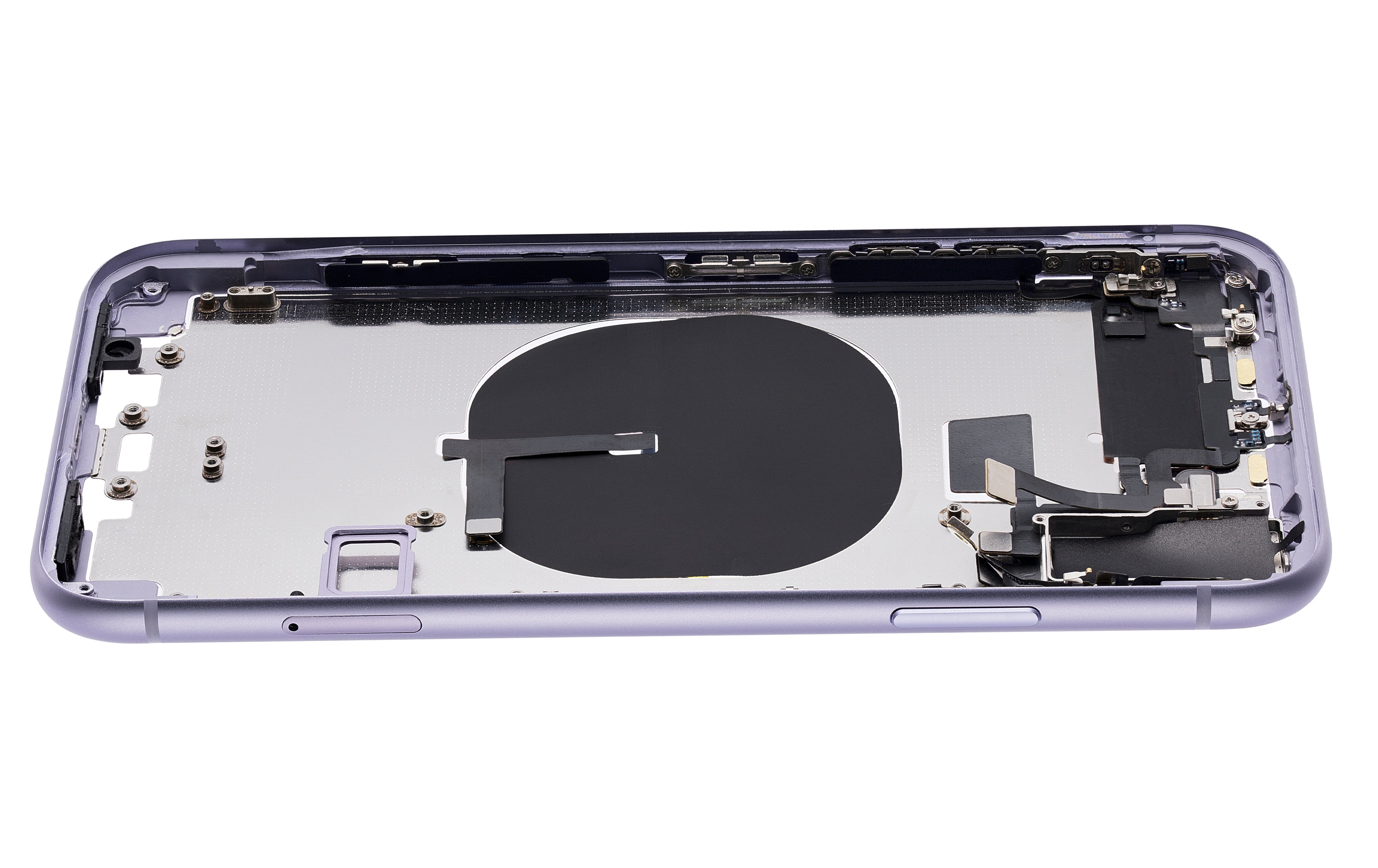 Back cover/frame with pre-installed small parts (without back cover) for iPhone 11 (Purple)