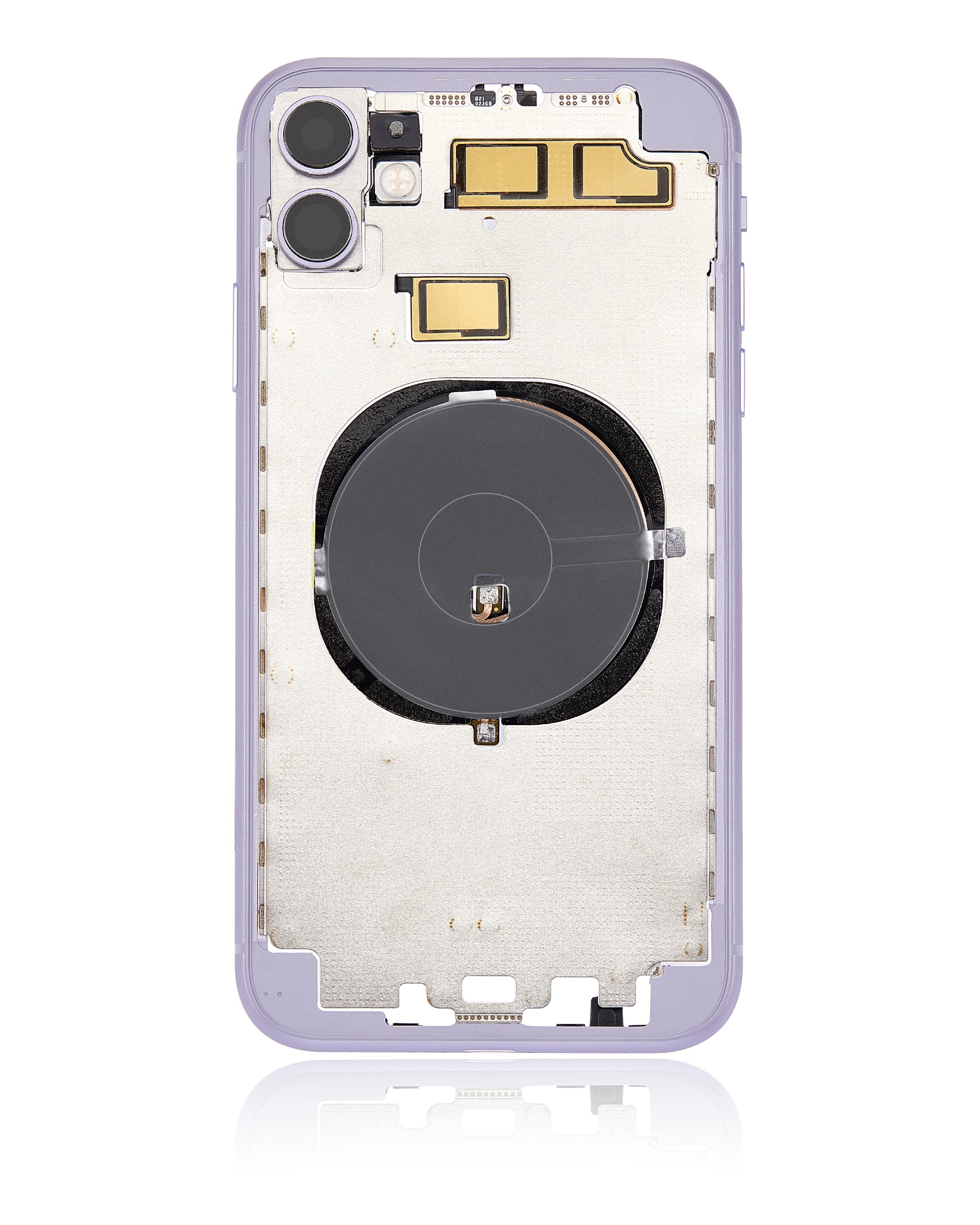 Back cover/frame with pre-installed small parts (without back cover) for iPhone 11 (Purple)