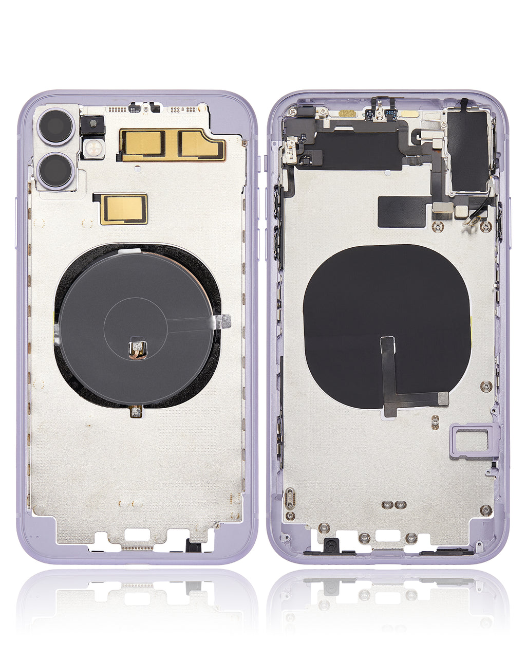 Back cover/frame with pre-installed small parts (without back cover) for iPhone 11 (Purple)