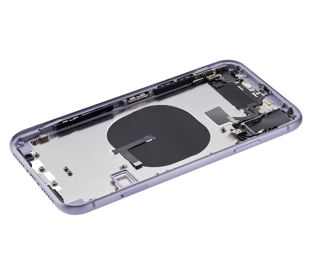 Back cover/frame with pre-installed small parts (without back cover) for iPhone 11 (Purple)