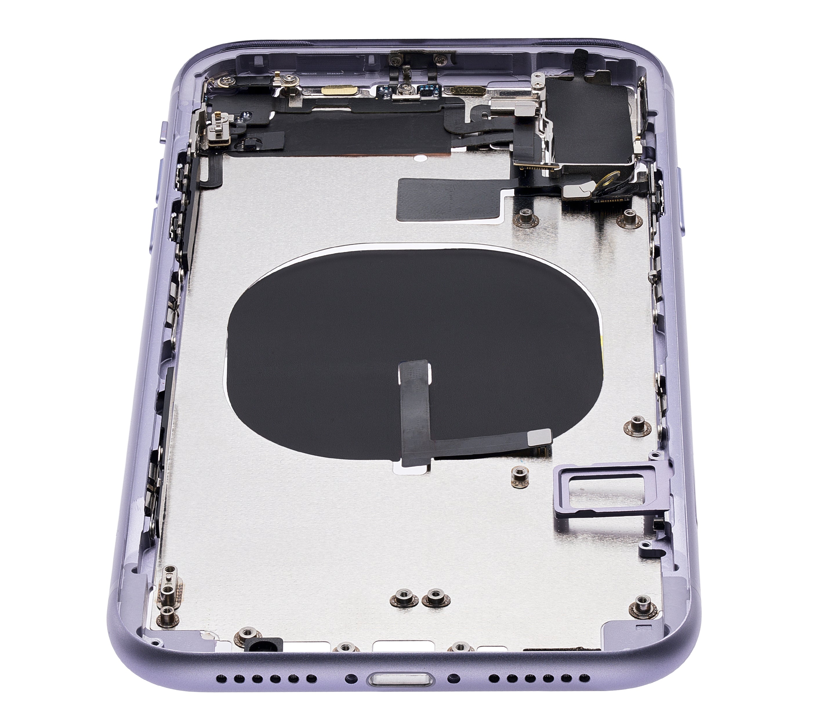 Back cover/frame with pre-installed small parts (without back cover) for iPhone 11 (Purple)