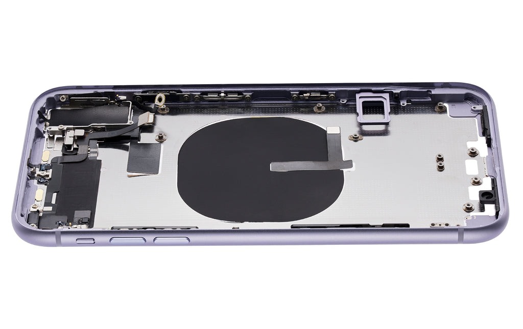 Back cover/frame with pre-installed small parts (without back cover) for iPhone 11 (Purple)