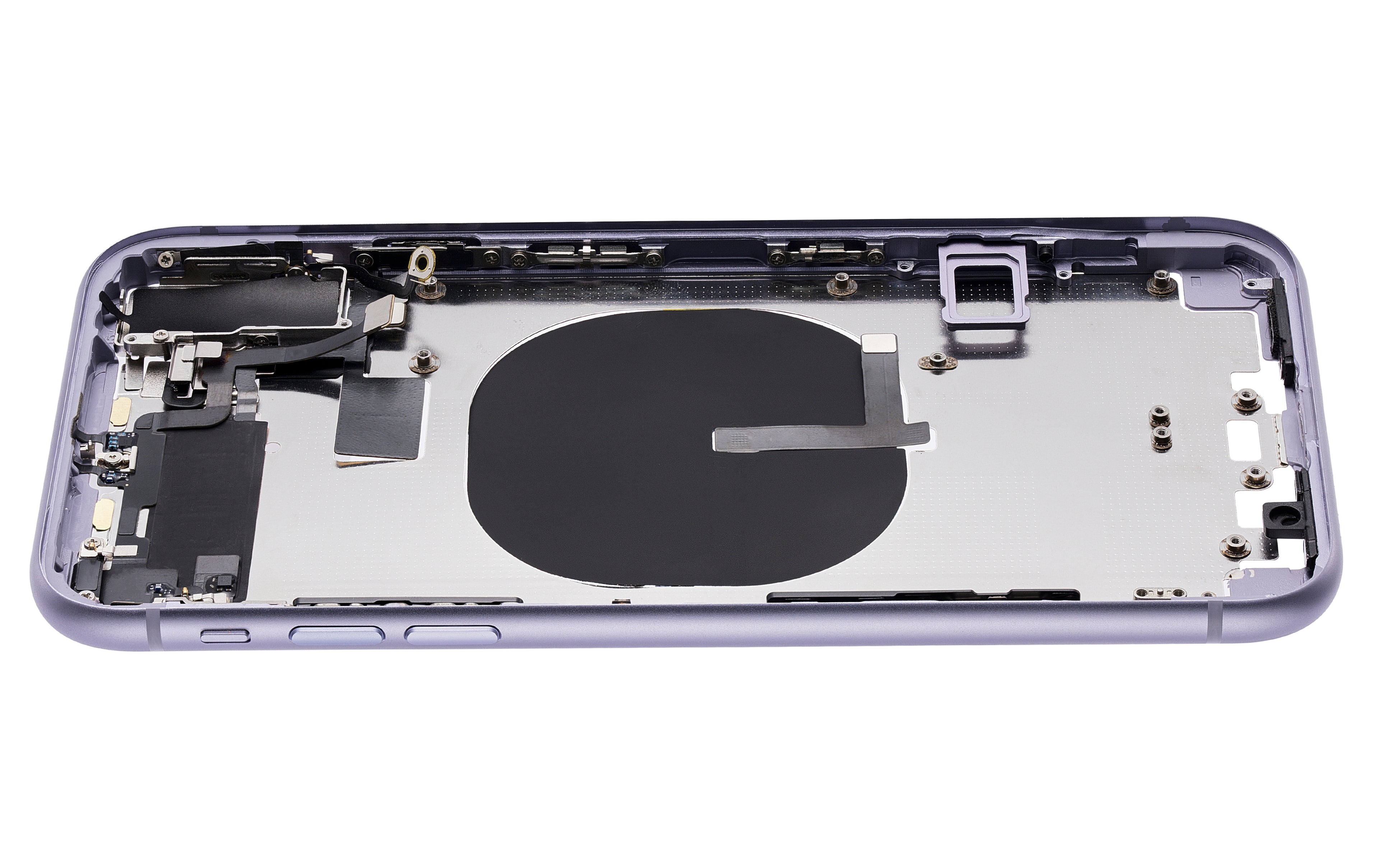 Back cover/frame with pre-installed small parts (without back cover) for iPhone 11 (Purple)
