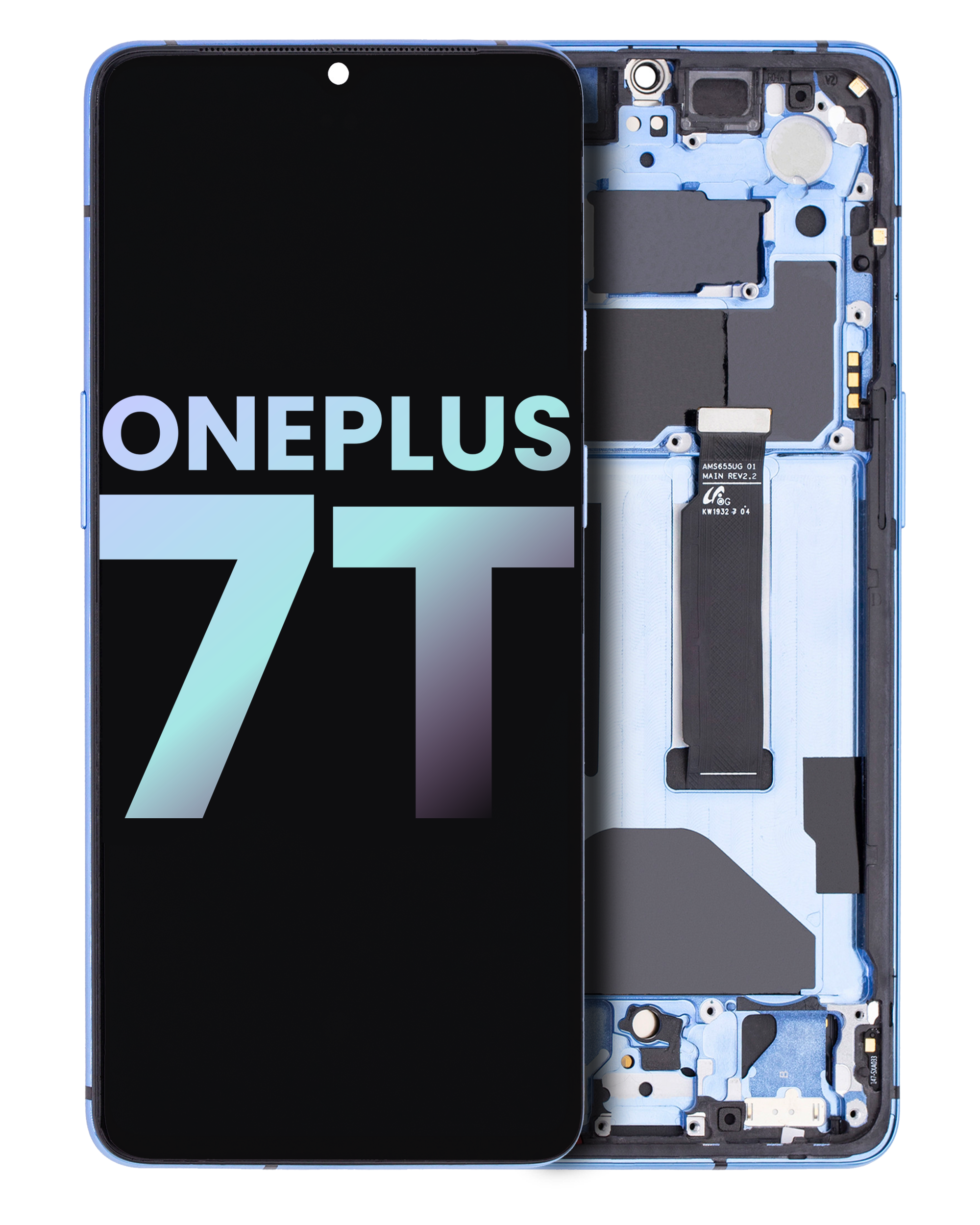 OLED-Display mit Rahmen für OnePlus 7T (Original OEM) (Glacier Blue)