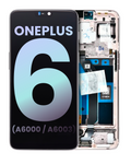 OLED-Display mit Rahmen für OnePlus 6 (A6000/A6003) (OEM-Qualität) (Silk White)