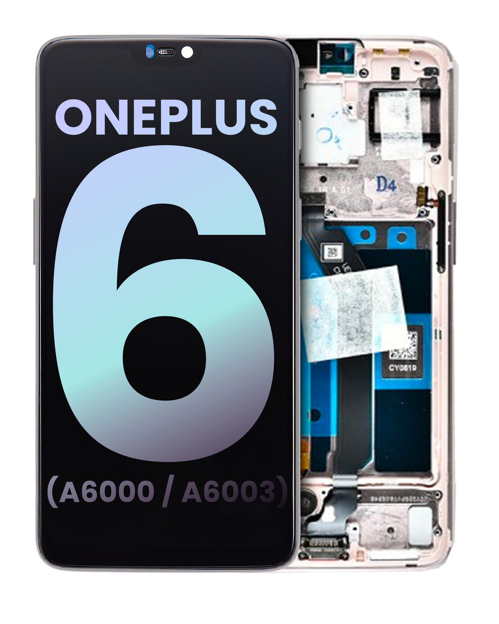 OLED-Display mit Rahmen für OnePlus 6 (A6000/A6003) (OEM-Qualität) (Silk White)