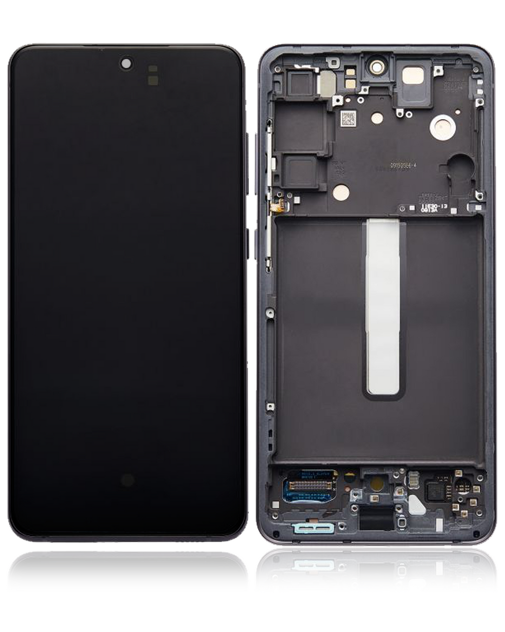 OLED-Display mit Rahmen für Samsung Galaxy S21 FE 5G (US & International) (gebrauchter OEM-Ausbau, Qualität B/C) (Graphite)
