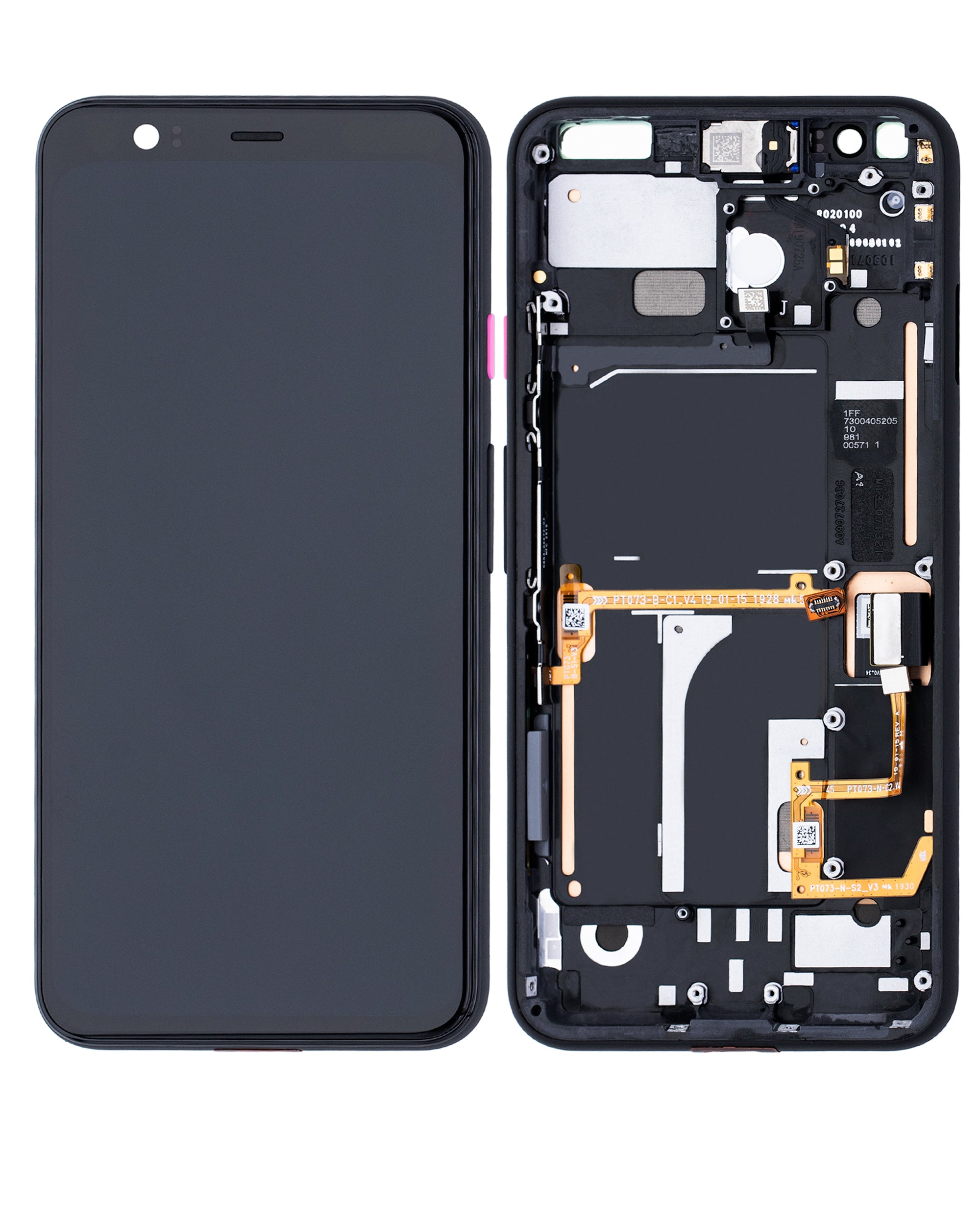 OLED Display with Frame for Google Pixel 4 (Refurbished) (Pink Power Button)