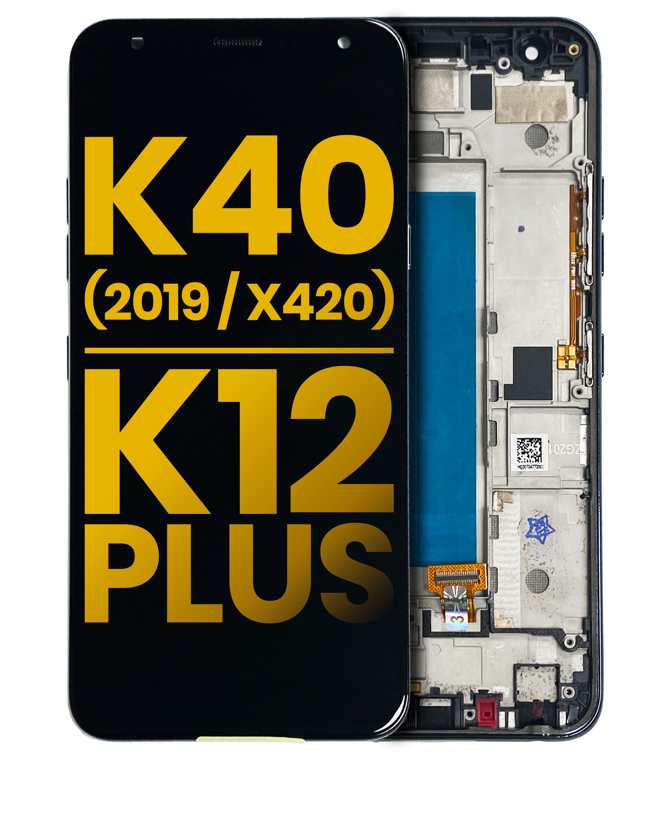 LCD-Komplettbaugruppe mit Rahmen LG K40 Refurbished Schwarz