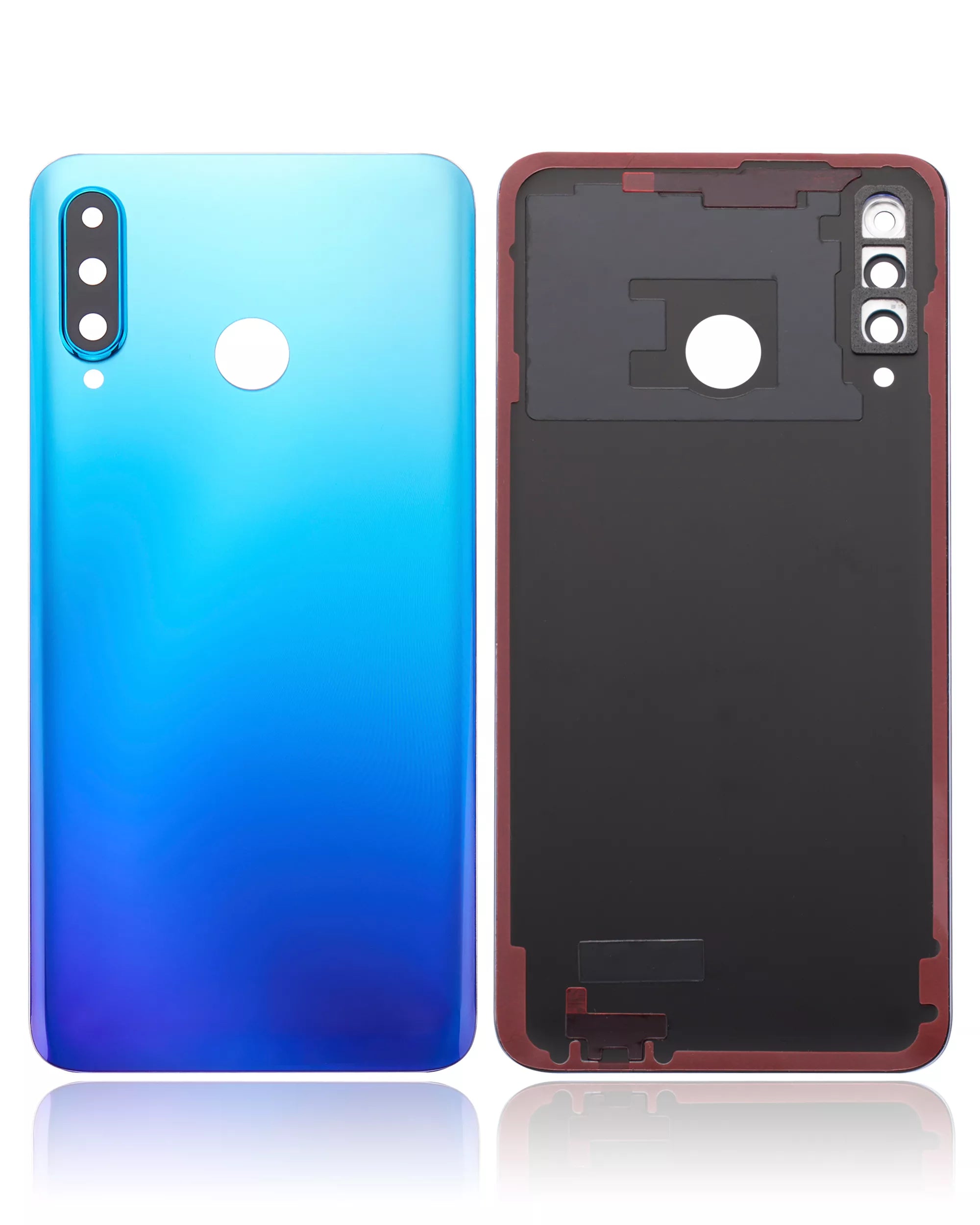 Backcover Glass mit Camera Lens für Huawei P30 Lite / Nova 4E (4GB RAM / ohne Logo) (Peacock Blue)