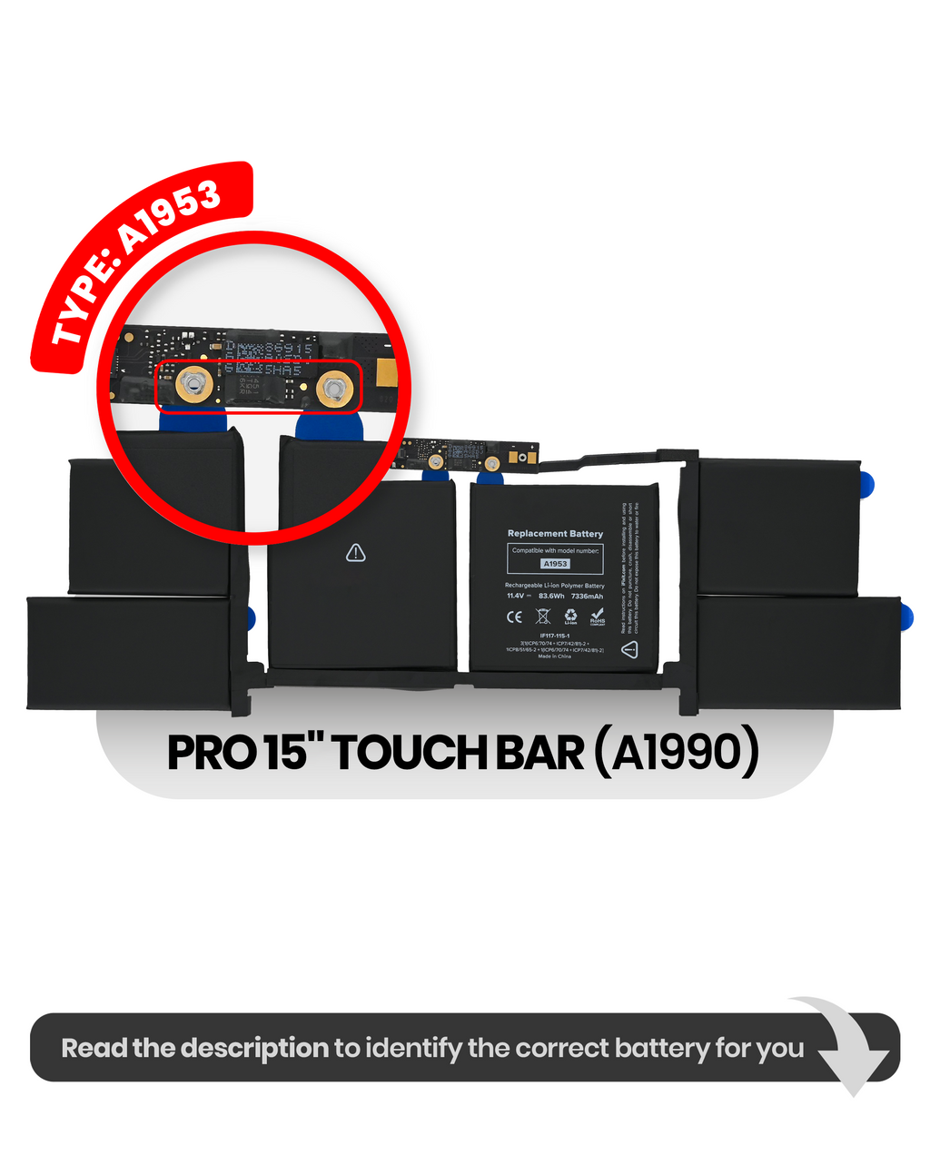 Akku (A1953) für MacBook Pro 15" A1990 (2018-2019)