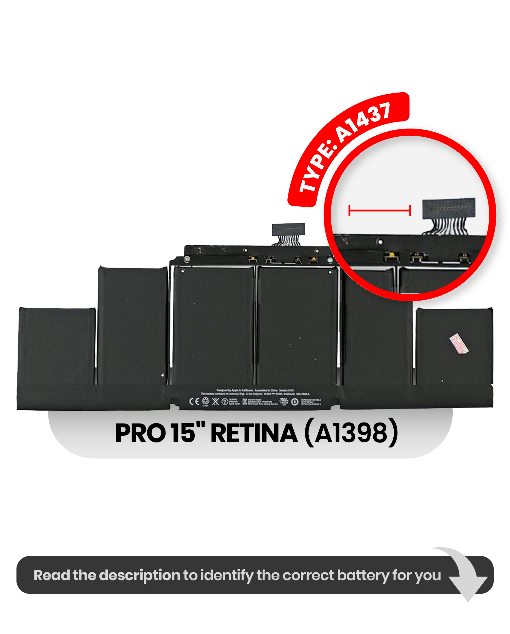 Akku (A1417) für MacBook Pro 15" A1398 (2012-2013)