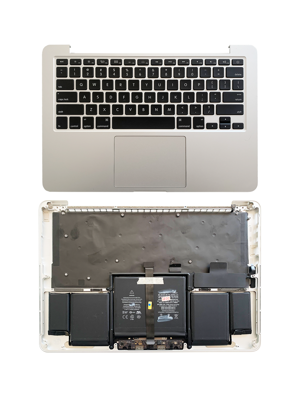 Top Case with Battery and US Keyboard for MacBook Pro 13" A1502 (2015) – OEM Pulled Like New – Silver