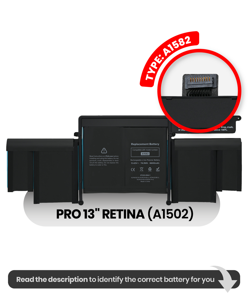 Akku (A1582) für MacBook Pro 13" A1502 (2015)