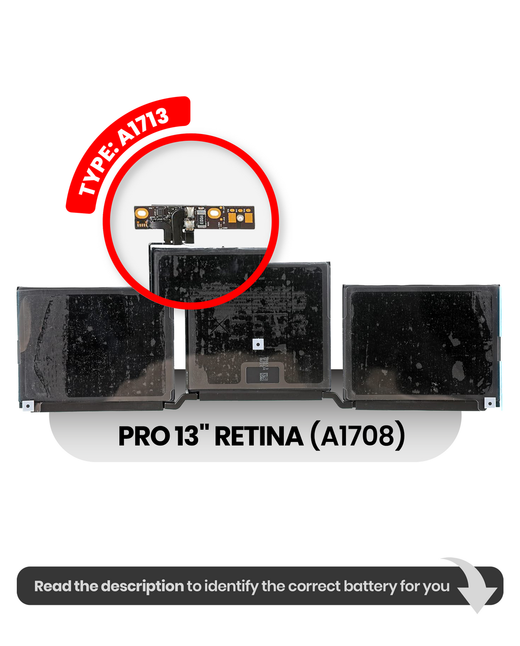 Battery (A1713) for MacBook Pro 13" A1708 (2016-2017)