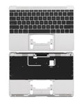 Top Case with Keyboard and Microphone for MacBook 12" A1534 (2016-2017) (US English) (Used OEM Pull, Grade New) (Silver)