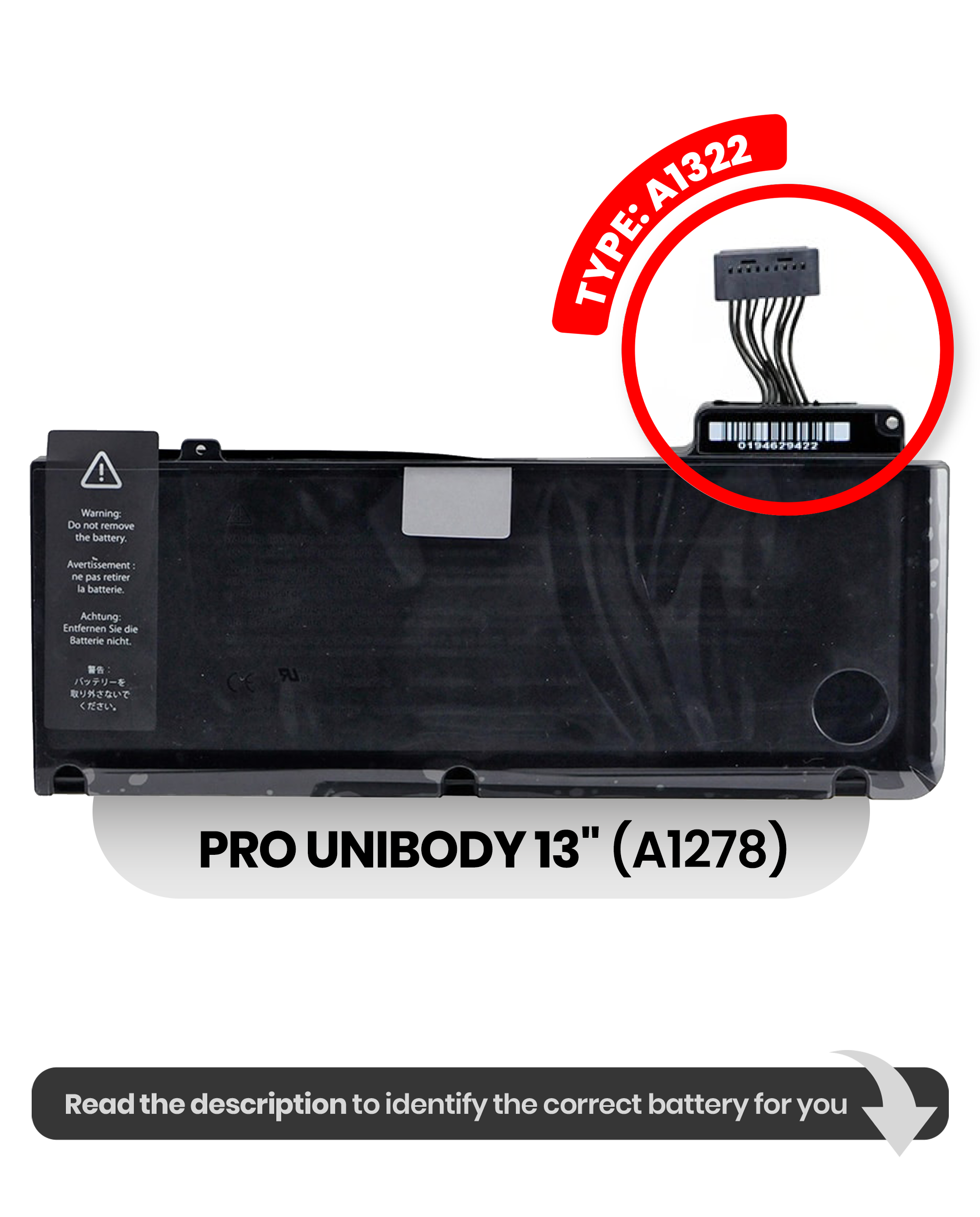 Akku (A1322) für MacBook Pro 13" A1278 (2009-2012)
