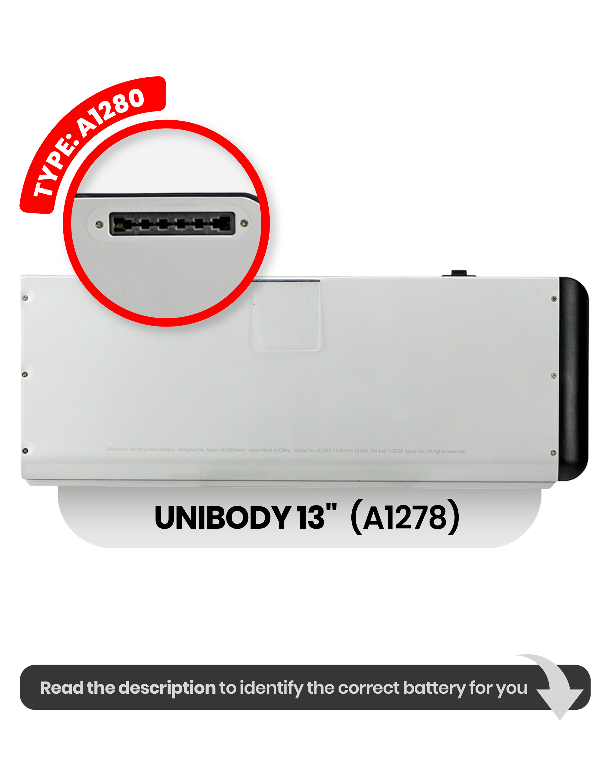 Akku (A1280) für MacBook 13" A1278 (2008)