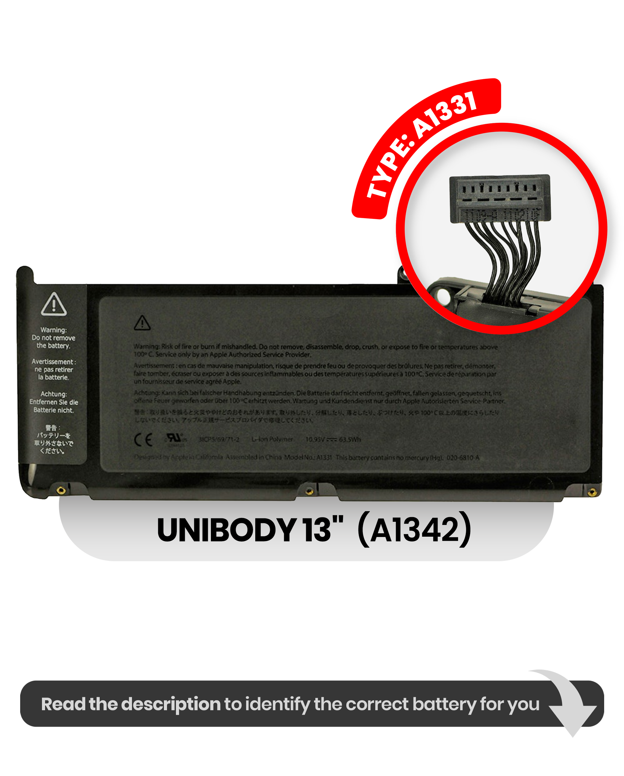 Akku (A1331) für MacBook 13" A1342 (2009-2010)