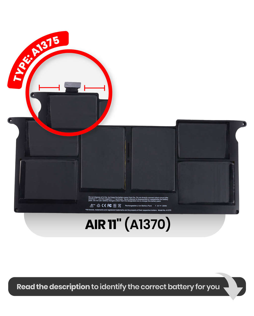 Akku (A1375) für MacBook Air 11" A1370 (2010)