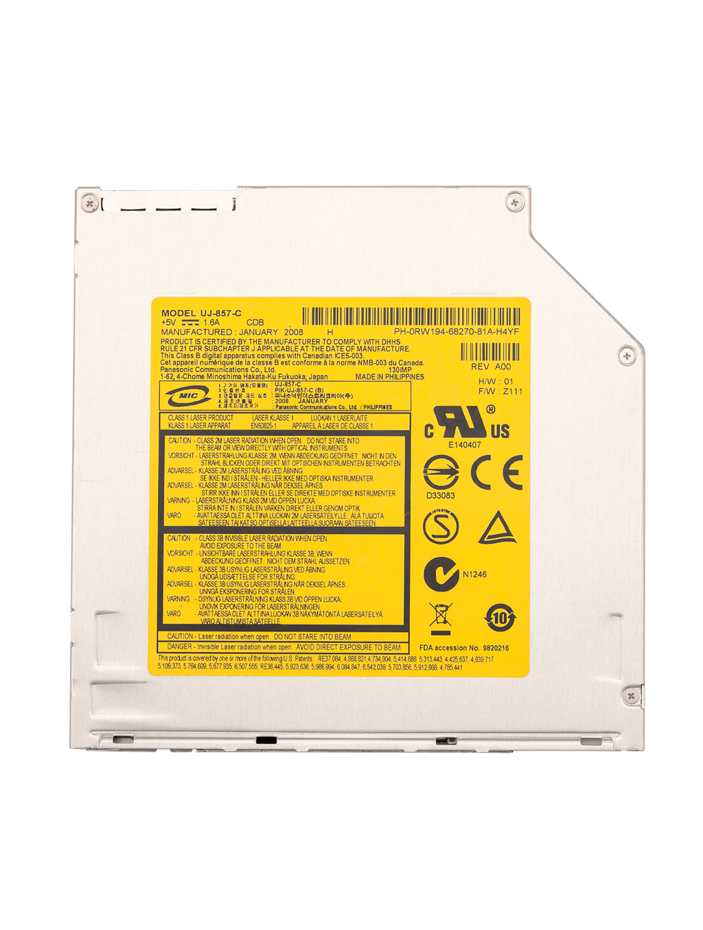 SuperDrive (UJ857) Optical Drive for MacBook 13" A1181 and MacBook Pro 15" A1260