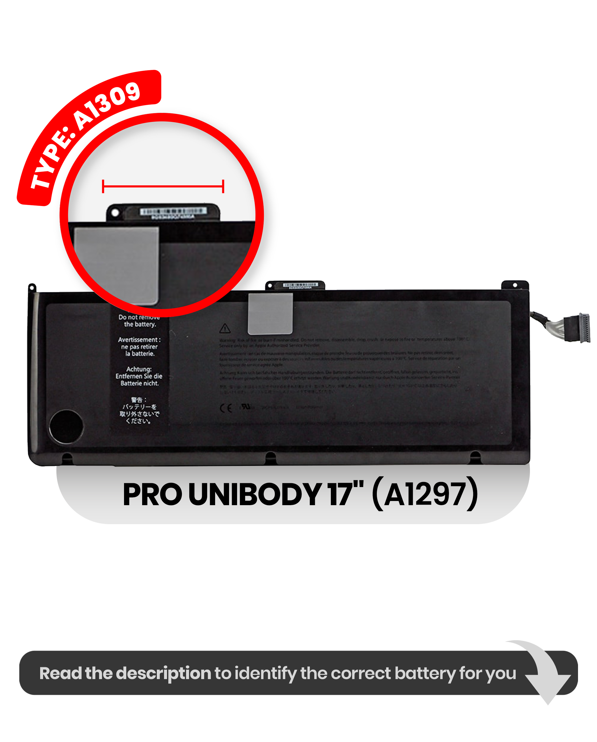 Akku (A1309) für MacBook Pro 17" A1297 (2009–2010)