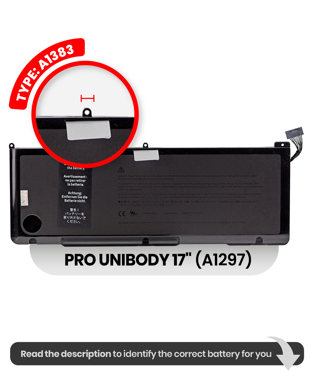 Ersatzakku (A1383) für MacBook Pro 17" A1297 (2011)