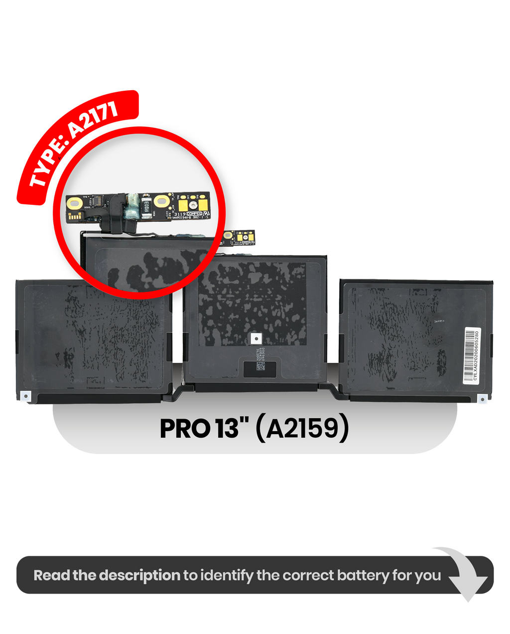 Akku (A2171) für MacBook Pro 13" A2338 (2020) M1, A2289 (2020), A2159 (2019)