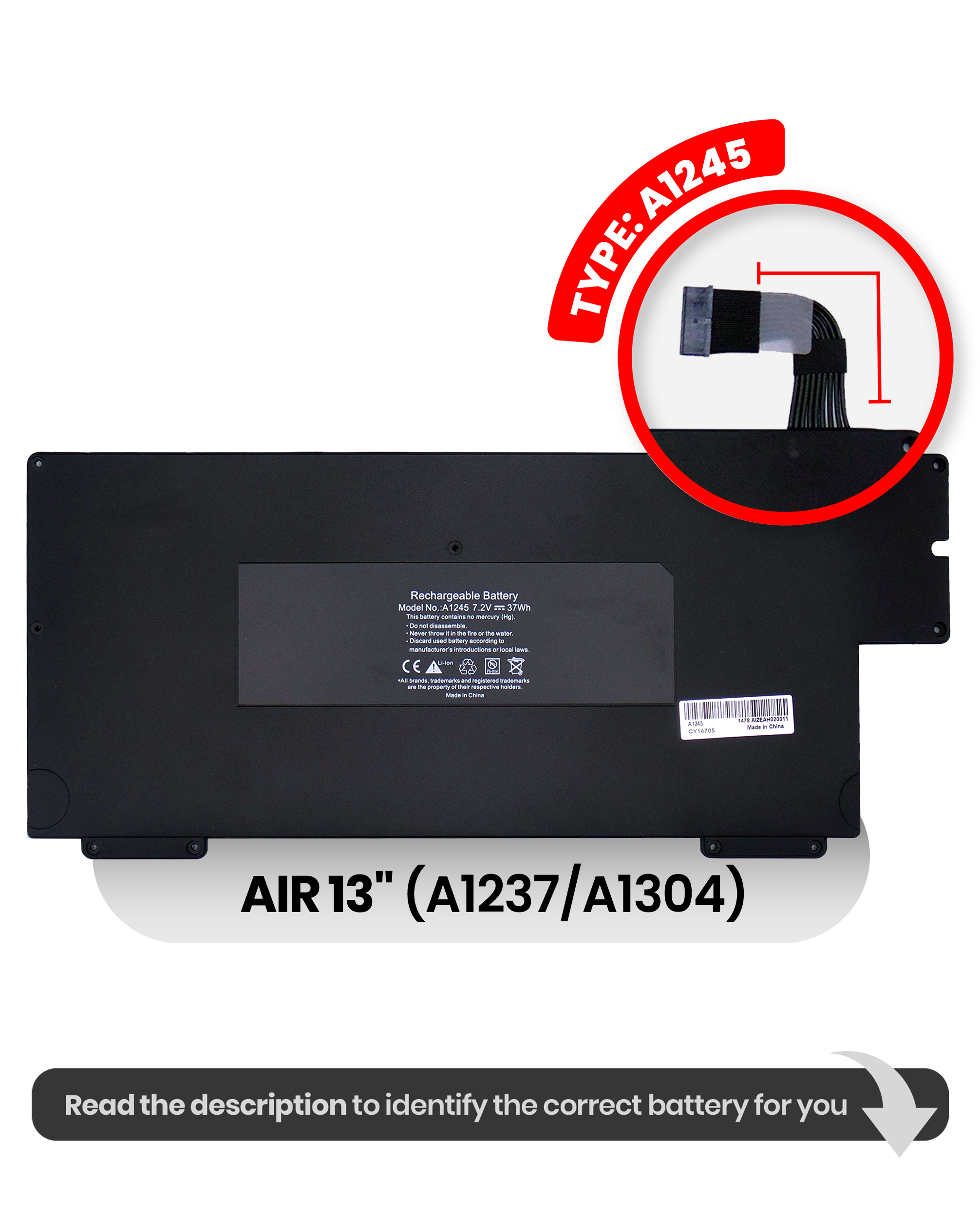Akku (A1245) für MacBook Air 13" A1237 (2008) / A1304 (2008-2009)