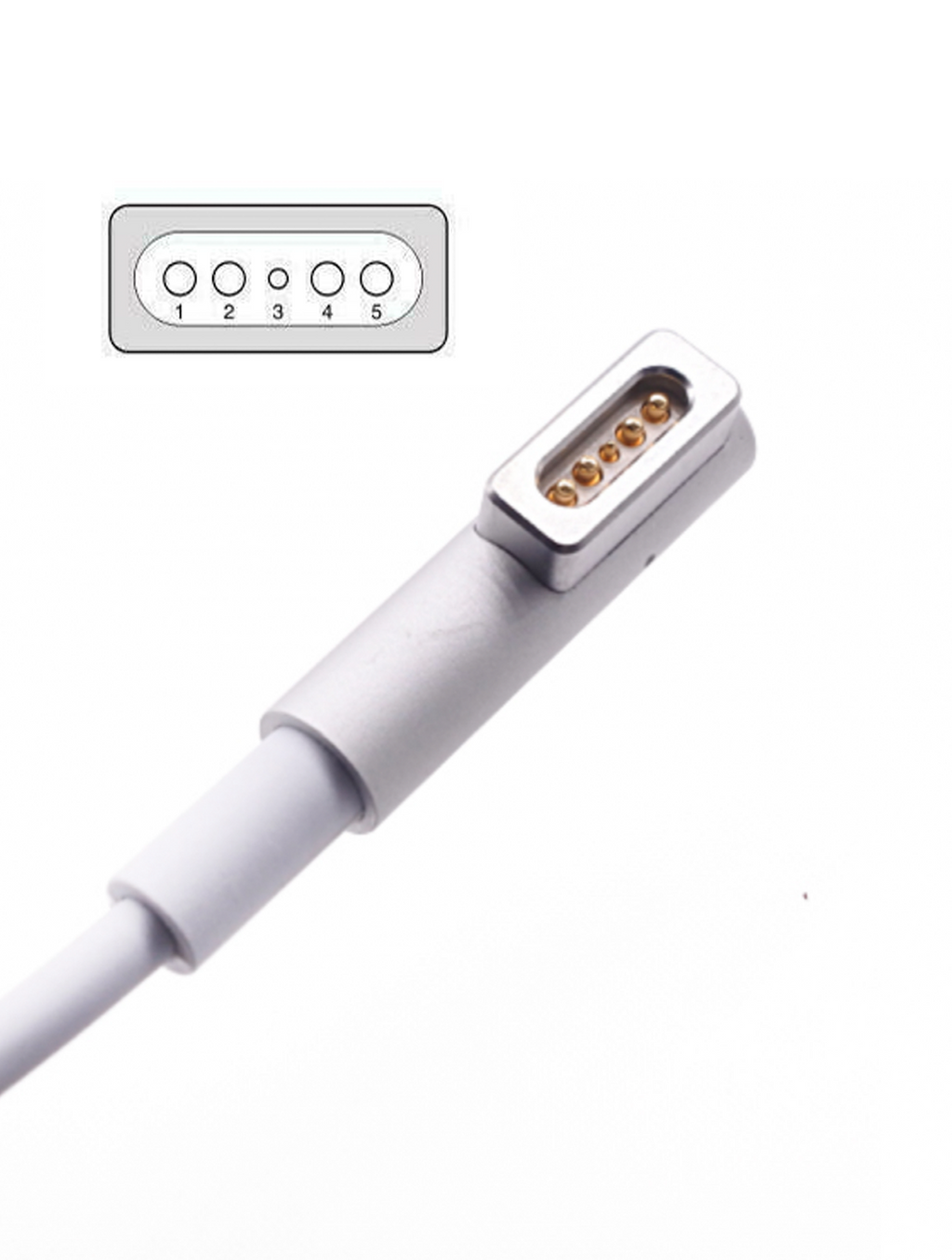 60W MagSafe 1 Power Adapter with L-Style Cable for MacBook (Used OEM Part, Grade A/B, Bulk Packaging)