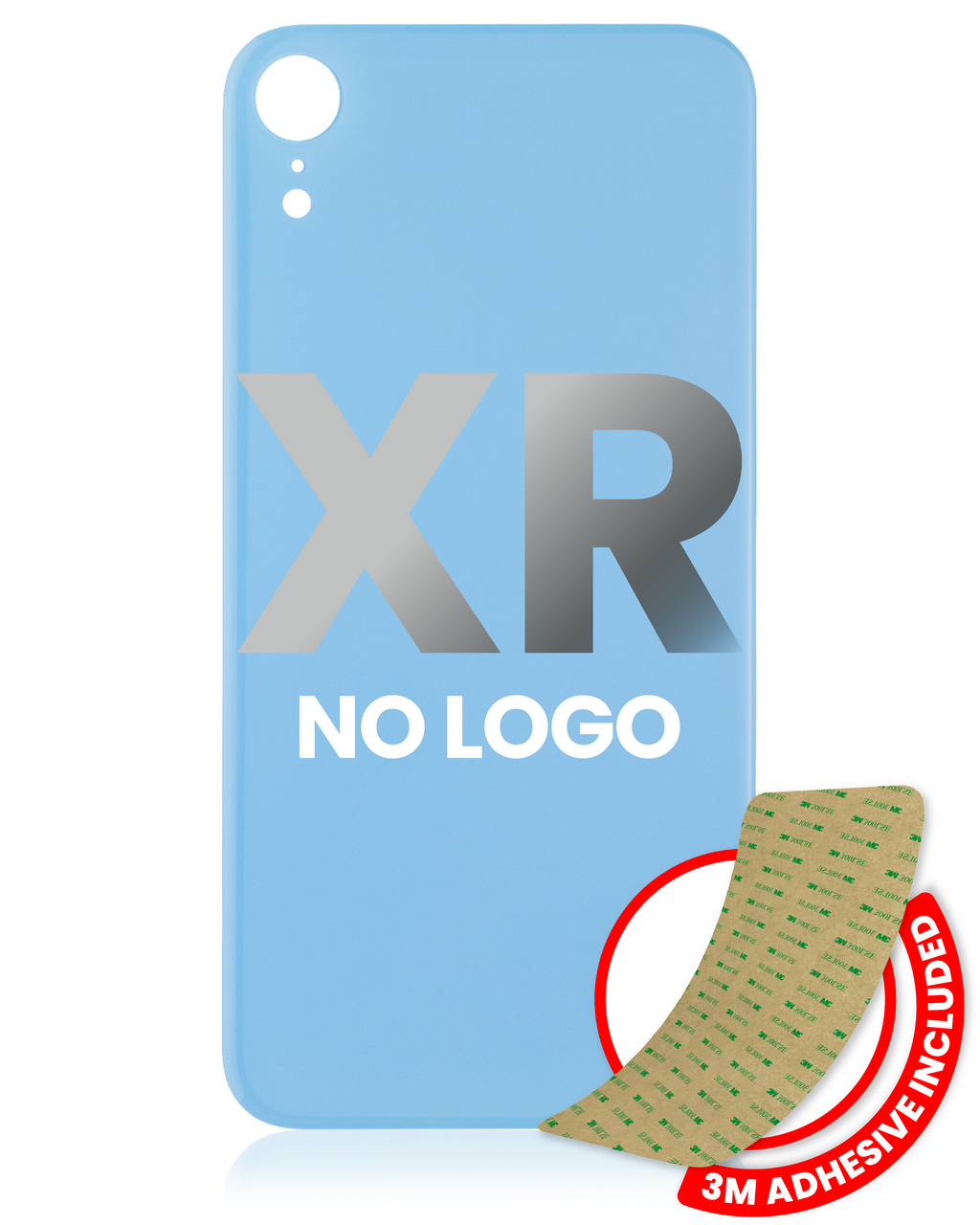Back Cover with 3M Adhesive for iPhone XR (No Logo, Large Camera Cutout) (Blue)