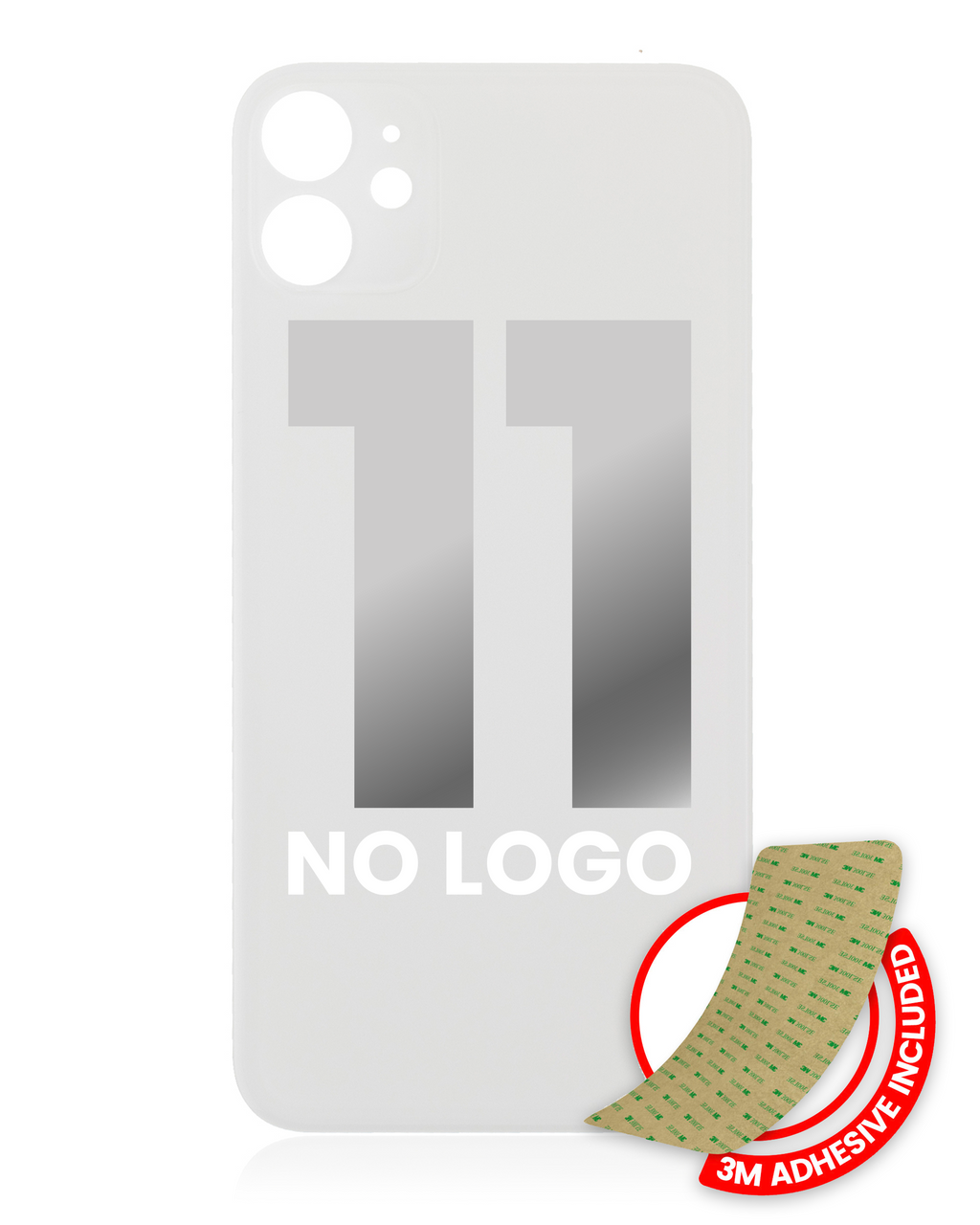 Back cover with 3M adhesive for iPhone 11 (without logo, large camera cutout) White
