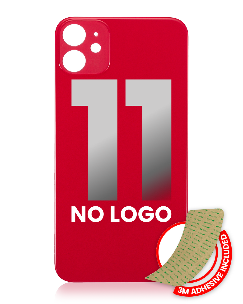 Back Cover with 3M Adhesive for iPhone 11 (No Logo / Large Camera Hole) (Red)