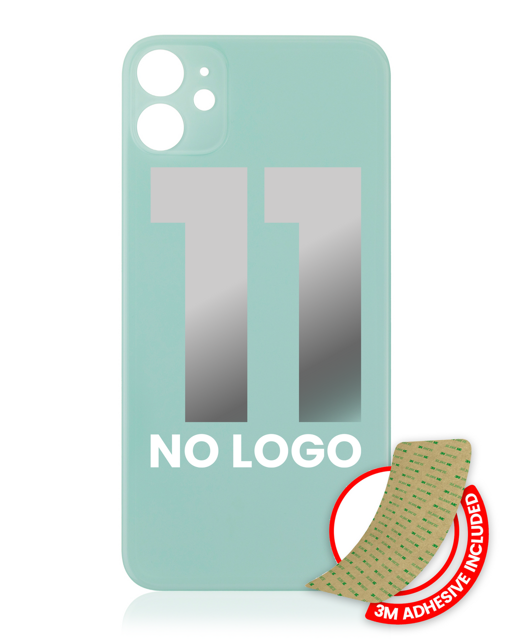 Backcover mit 3M Klebstoff für iPhone 11 (Kein Logo / Großes Kamera-Loch) (Grün)