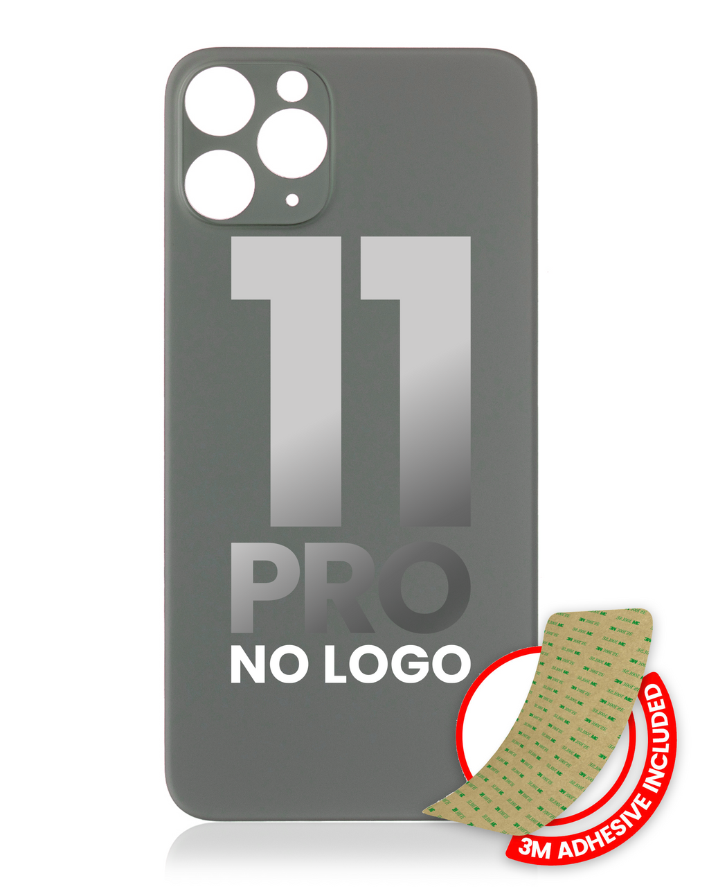 Back cover with 3M adhesive for iPhone 11 Pro (No Logo / Large Camera Cutout) (Midnight Green)