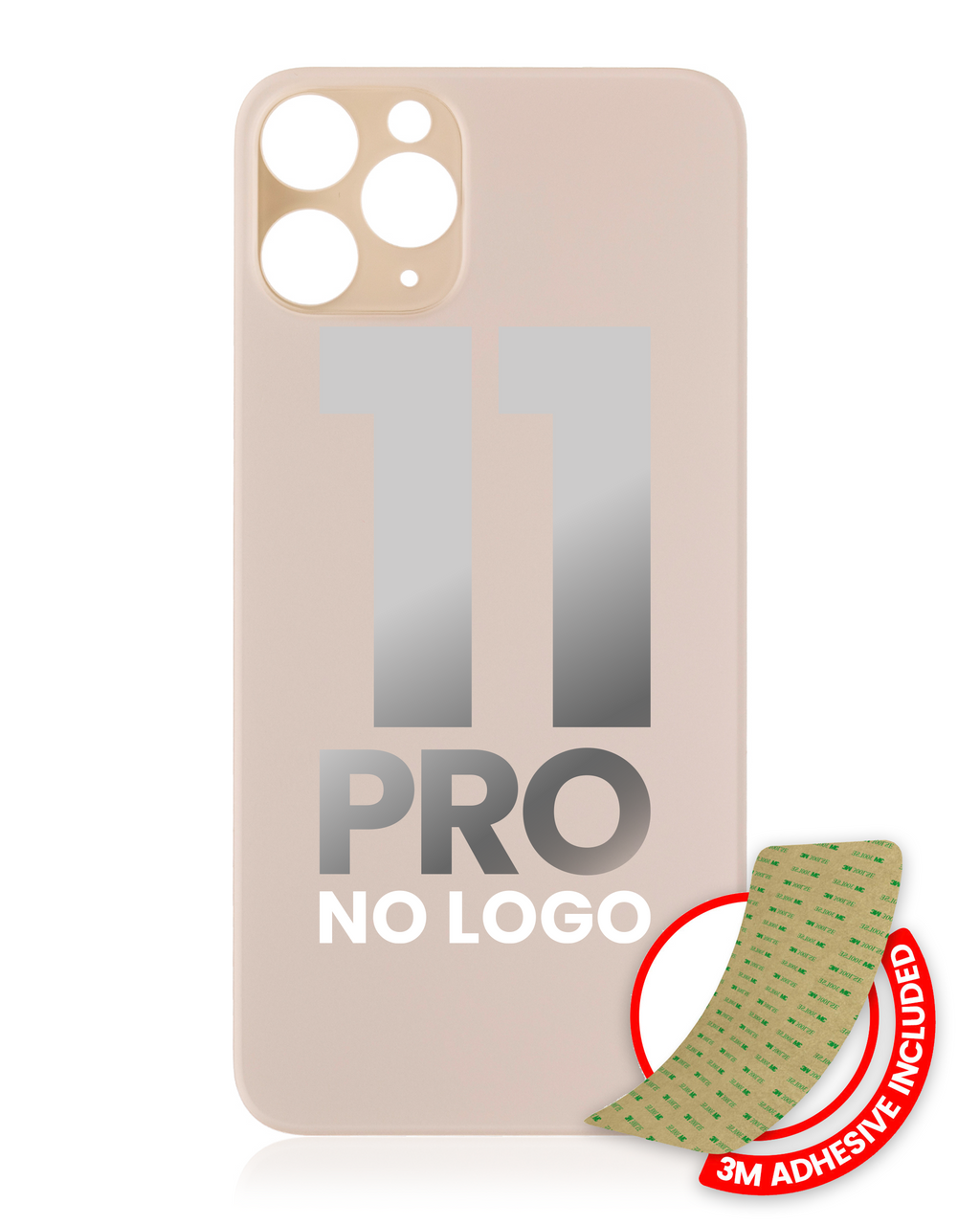 Back Cover with 3M Adhesive for iPhone 11 Pro (No Logo / Large Camera Hole) (Gold)
