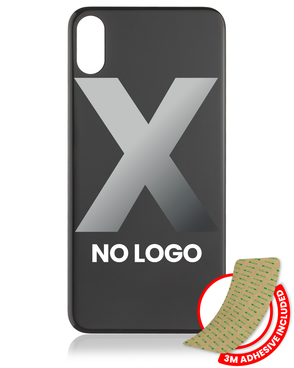 Back Cover with 3M Adhesive for iPhone X (No Logo / Large Camera Cutout) (Space Gray)