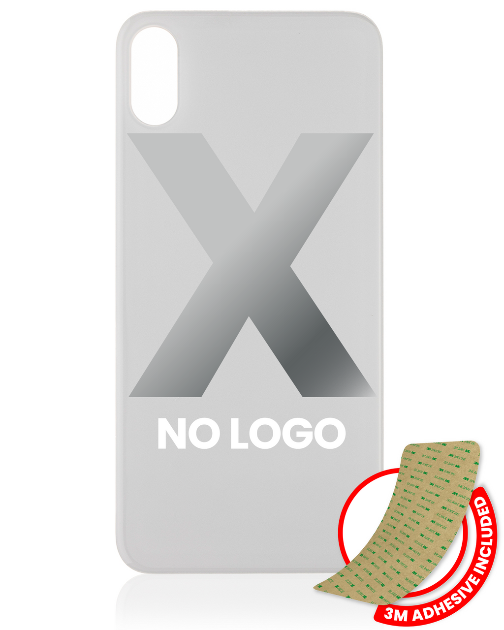 Backcover mit 3M-Kleber iPhone X (ohne Logo, große Kamera) Silber