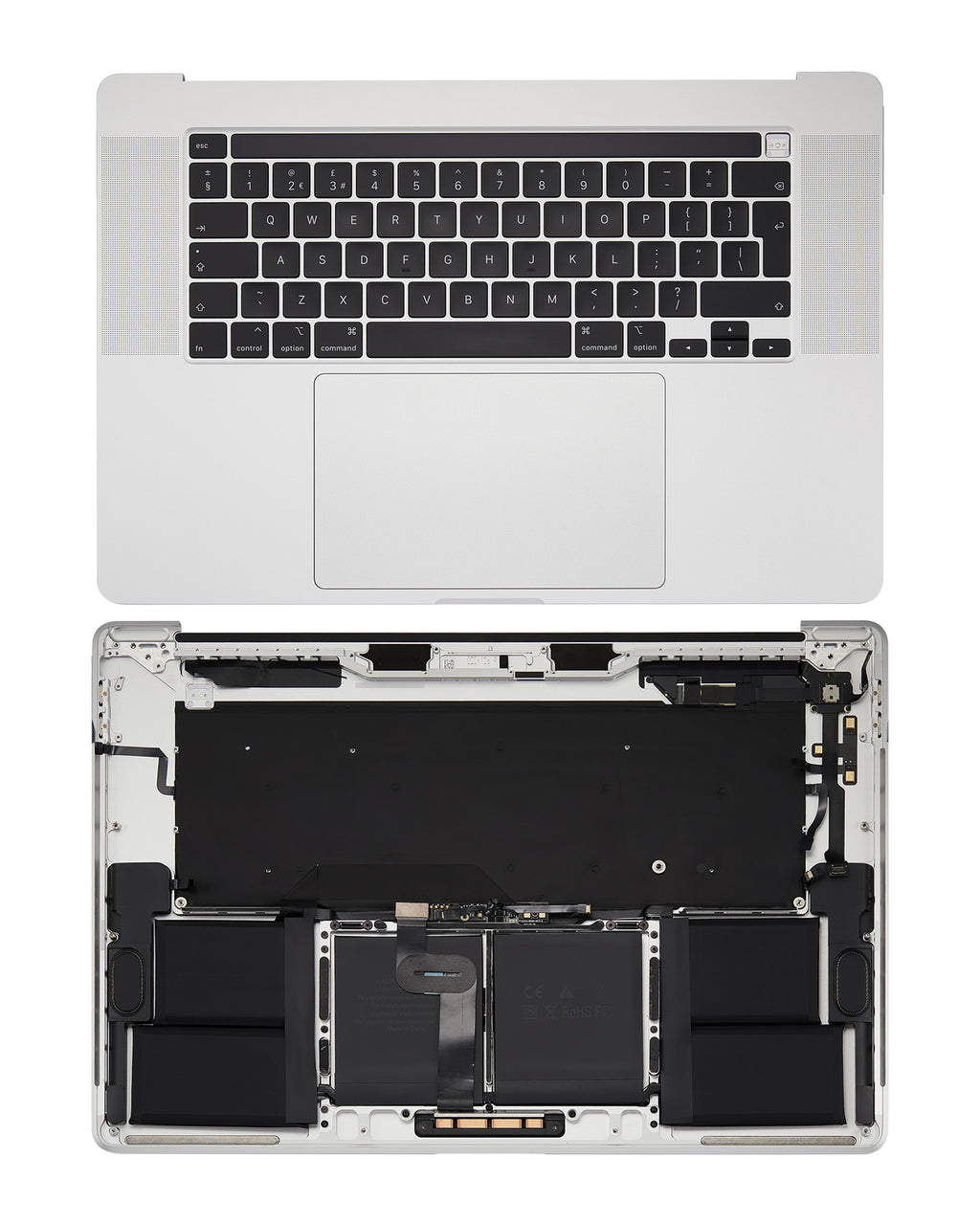 Topcase mit Akku & Tastatur MacBook Pro 16" A2141 UK OEM neuwertig Silber