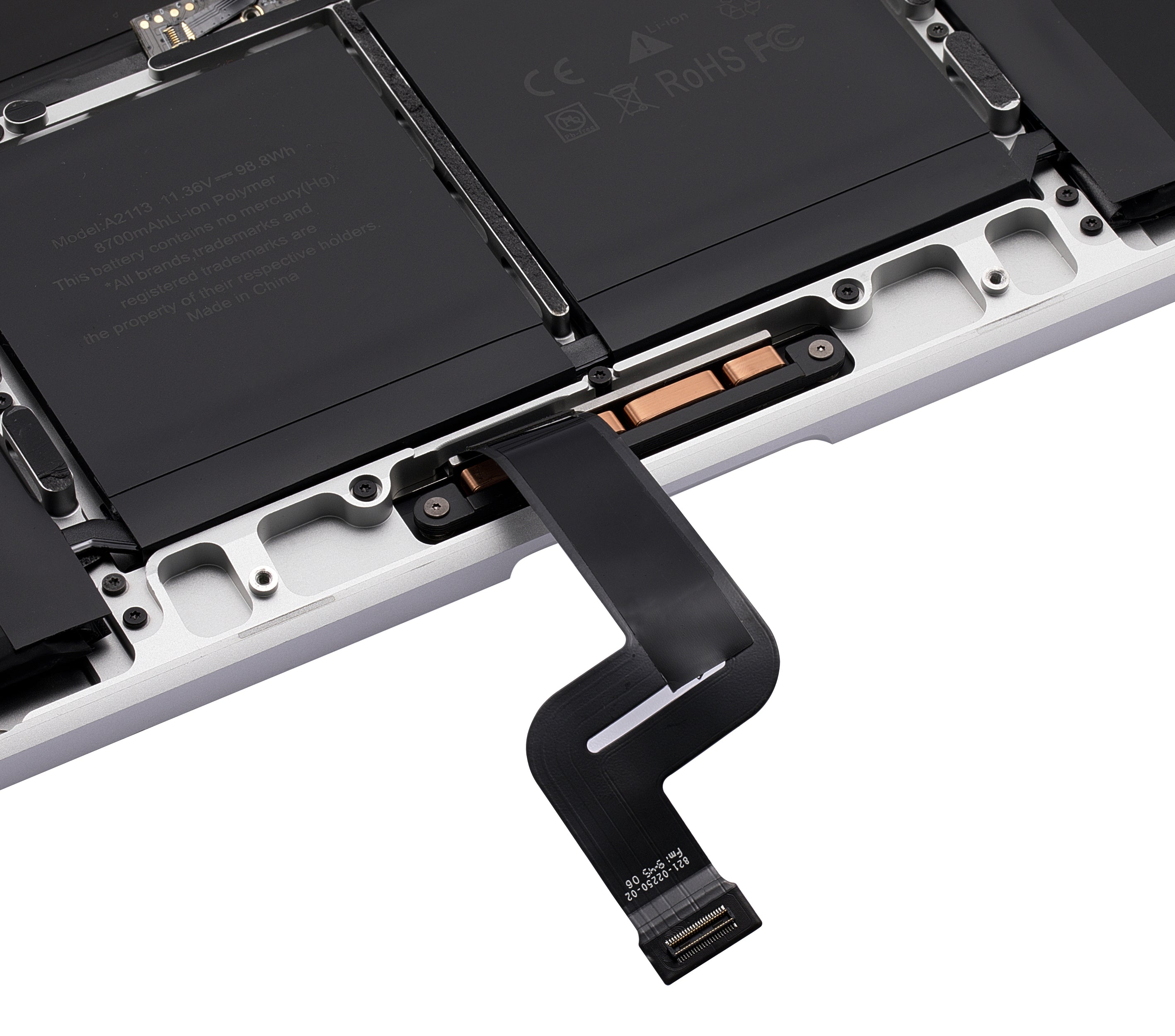 Topcase mit Akku & Tastatur MacBook Pro 16" A2141 UK OEM neuwertig Silber