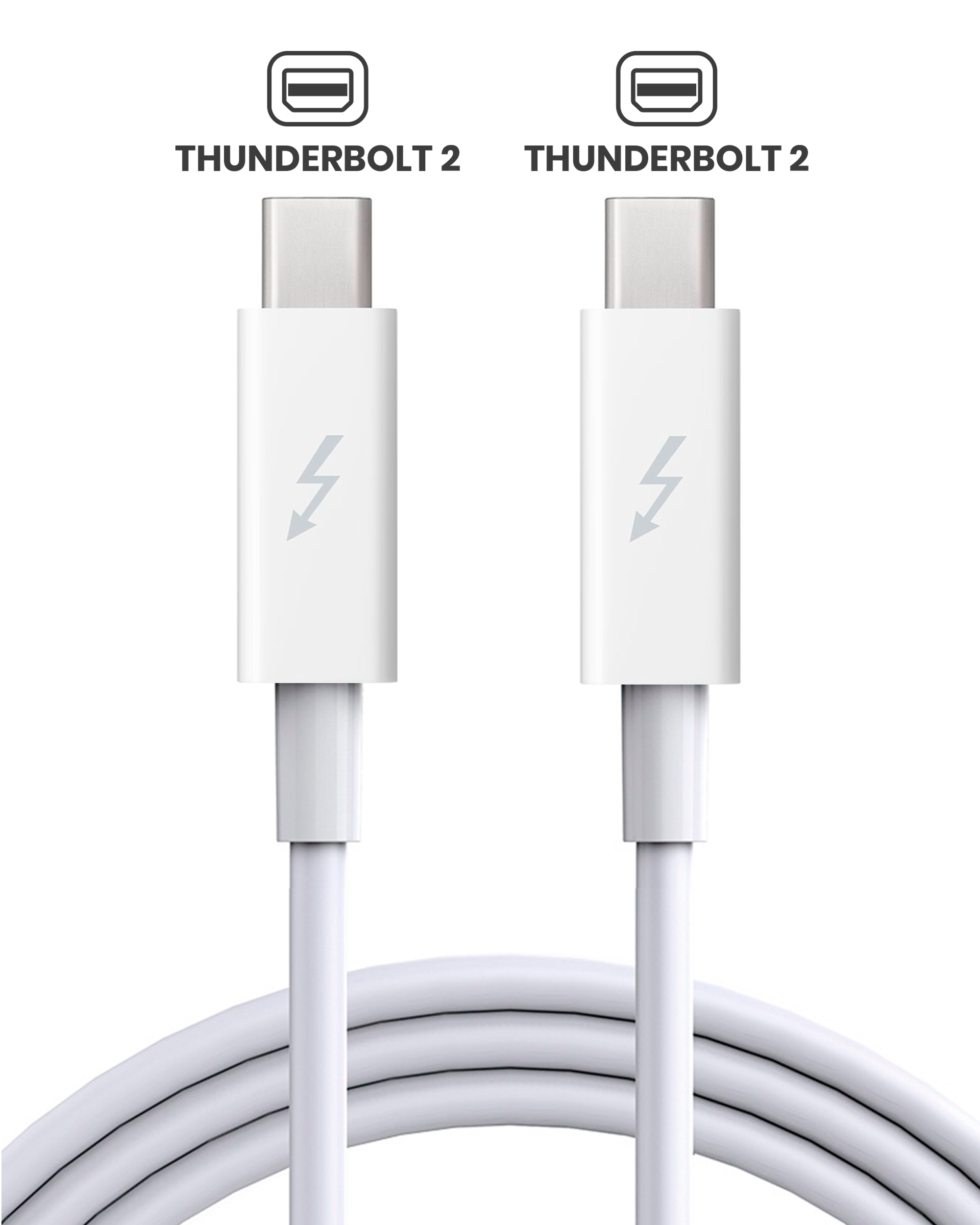Thunderbolt 2 Cable for MacBook / iMac / Mac (1.8 m / 6 ft) (used OEM pull, Quality A) (Bulk Packaging)
