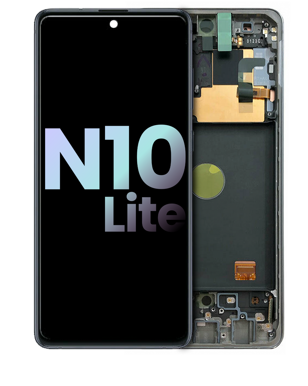 OLED-Display Rahmen Samsung Galaxy Note10 Lite Service Pack Silber