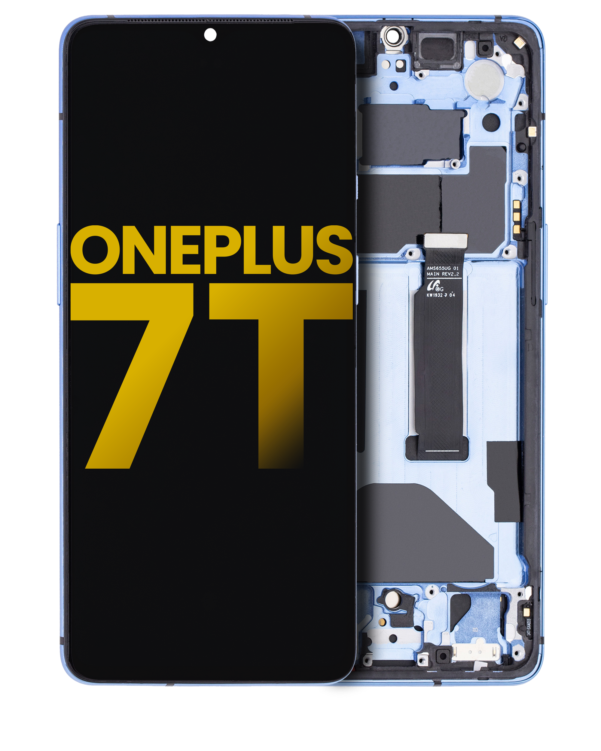 OLED Display with Frame for OnePlus 7T (Refurbished) (Glacier Blue)