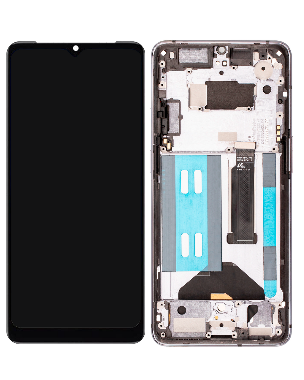 OLED Display with Frame for OnePlus 7T (Aftermarket Plus) (Frosted Silver)