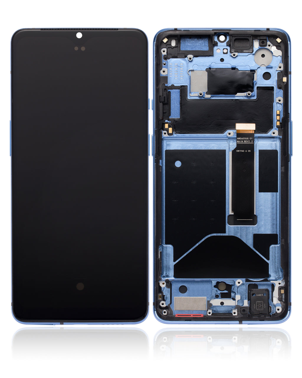 OLED-Display mit Rahmen für OnePlus 7T (Aftermarket Plus) (Glacier Blue)