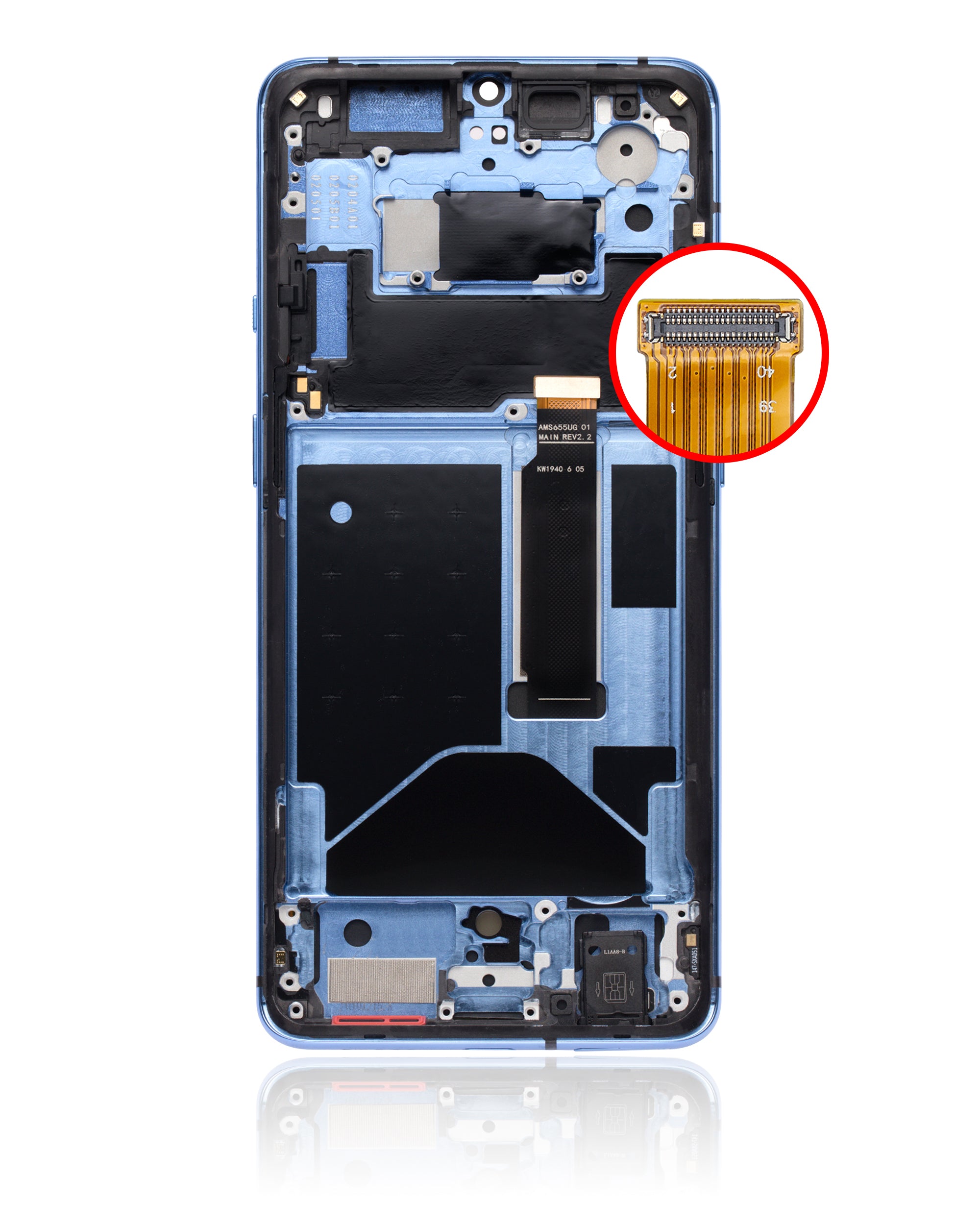 OLED-Display mit Rahmen für OnePlus 7T (Aftermarket Plus) (Glacier Blue)