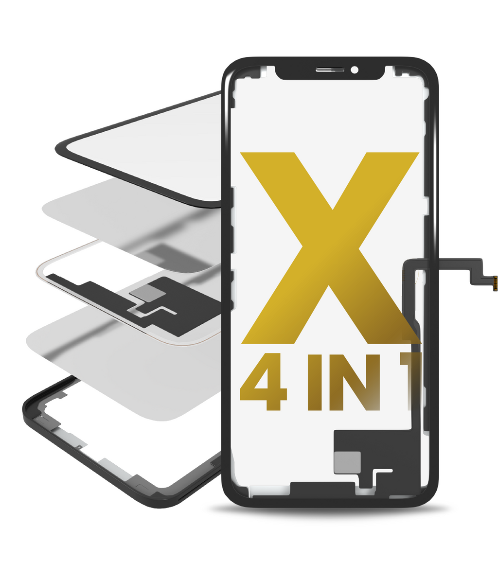 4-in-1 Long Flex (Touch Digitizer with Glass + OCA + Pre-installed Frame) for iPhone X (OCA Master)